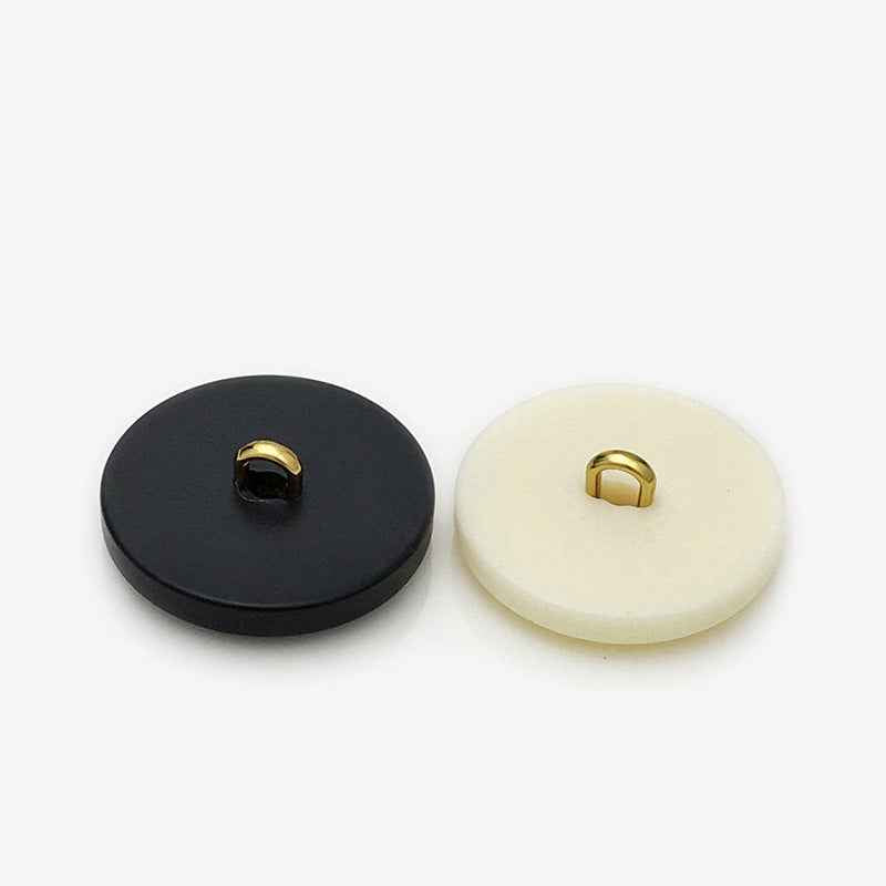Resin shank buttons, black & beige with gold loops, seahorse style (20 pcs)