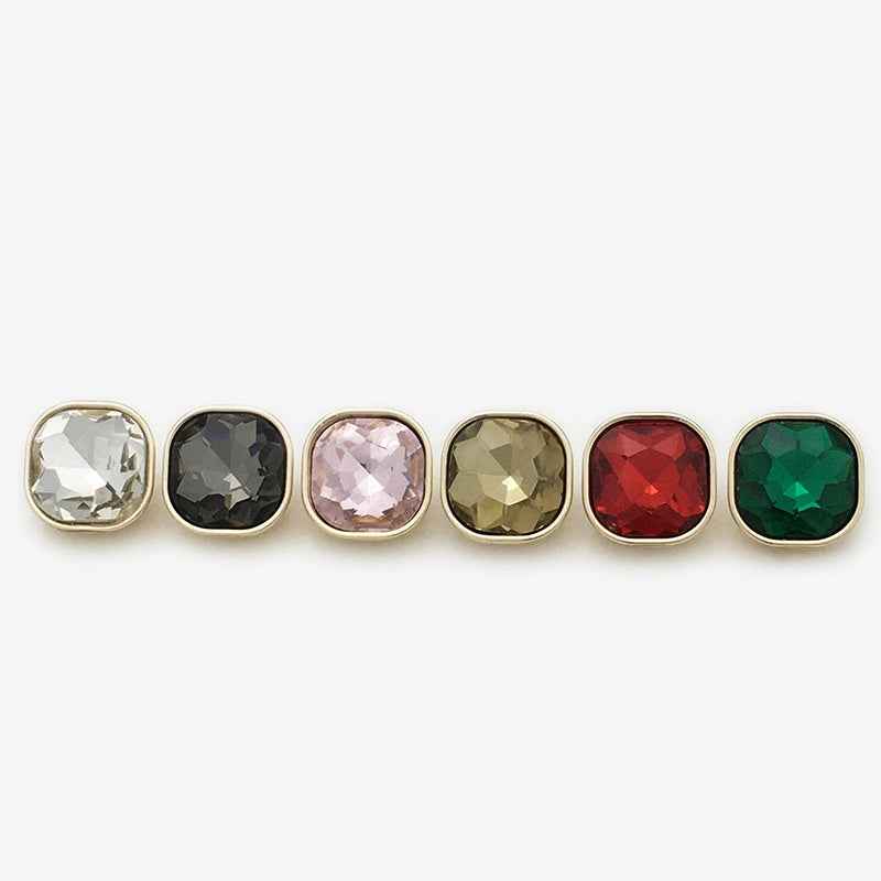 Assorted square rhinestone buttons with mixed stones: white, black, pink, tan, red, green