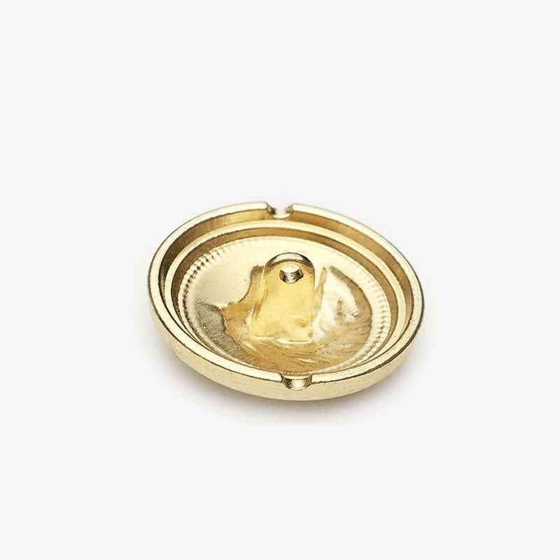 Back of round horse head metal shank button with two attachment posts