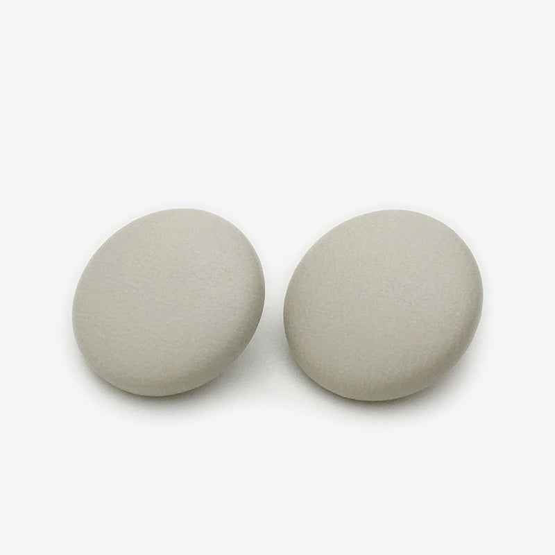 Beige suede-effect metal shank buttons, 17.5mm, pair of round buttons.