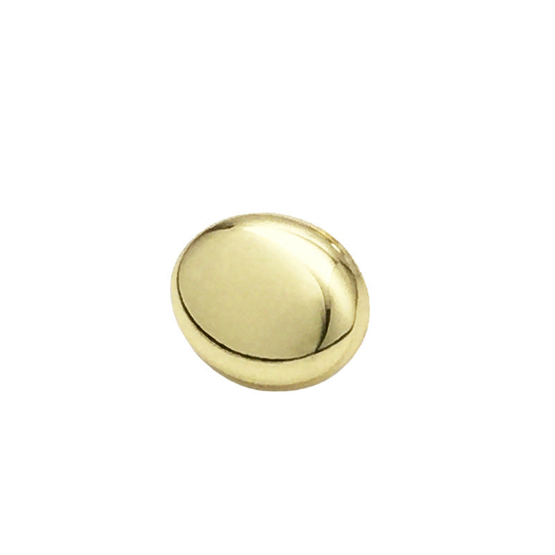 Glossy oval metal button, tea gold; 11mm, front view