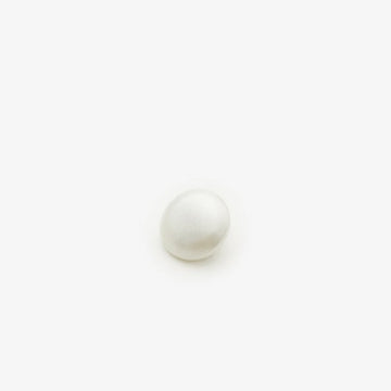 White pearl sew-on button with metal backing for coats, 1 pc close-up
