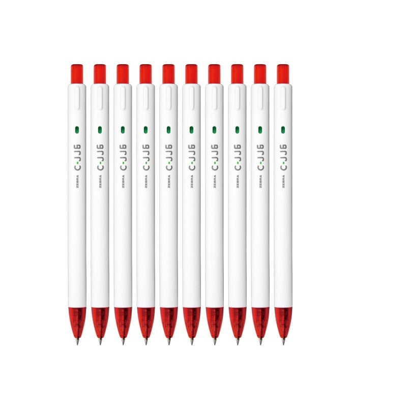 Zebra C-JJ6 Click Gel Pen Set - 0.5mm Black/Red/Blue Ink (10-Pack) Red