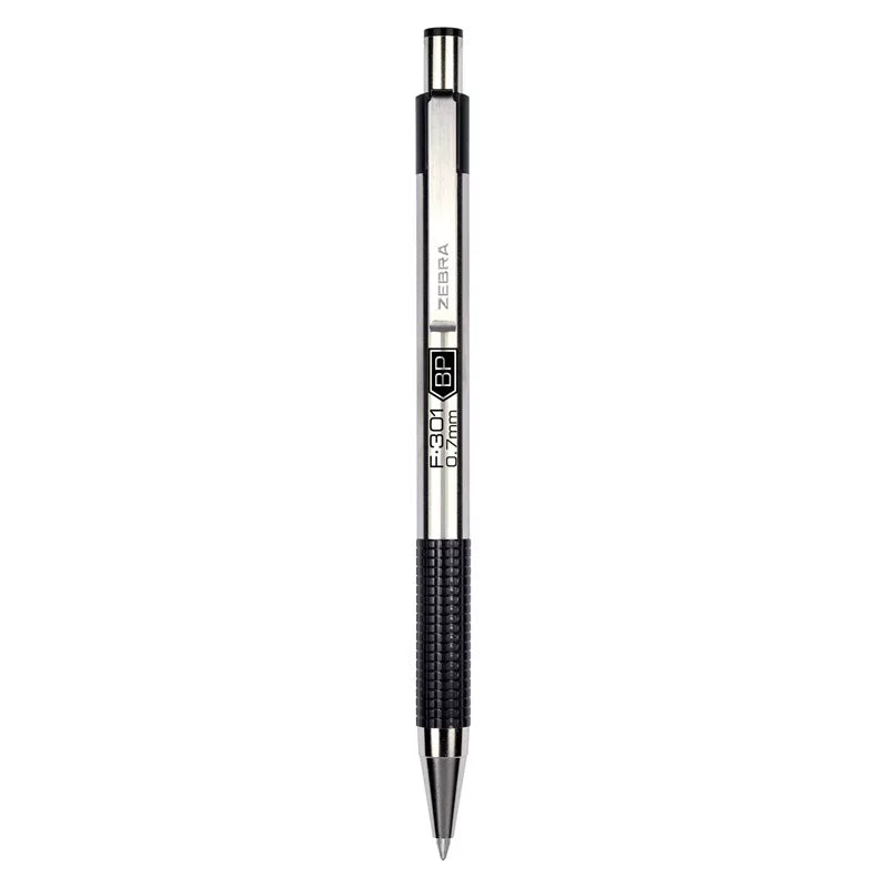 Zebra F-301 Retractable Ballpoint Pen,Fine Point,0.7mm,Black,2 Pack