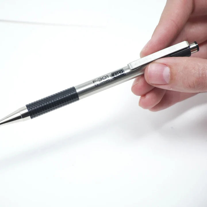Zebra F-301 Retractable Ballpoint Pen,Fine Point,0.7mm,Black,2 Pack