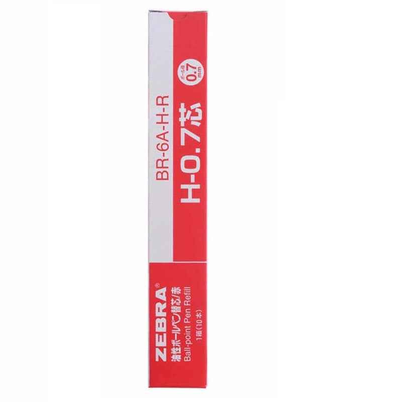 Zebra H-0.7 Ballpoint Pen Refill - 0.7 mm - Black/Blue/Red - 10 Pack Red