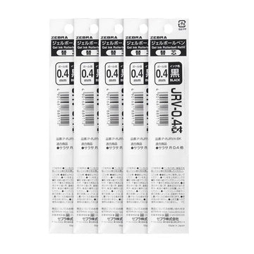 Zebra JRV-0.4 Sarasa R Gel Pen Refill 0.4mm Black/Red/Blue 5 Pack Black