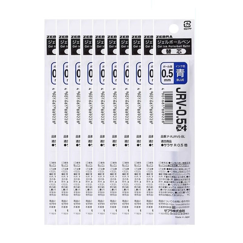 Zebra JRV-0.5 Sarasa R Gel Pen Refill 0.5mm Black/Red/Blue 10 Pack Blue
