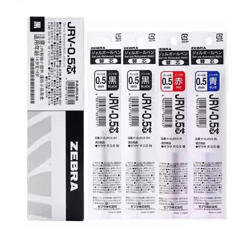 Zebra JRV-0.5 Sarasa R Gel Pen Refill 0.5mm Black/Red/Blue 10 Pack