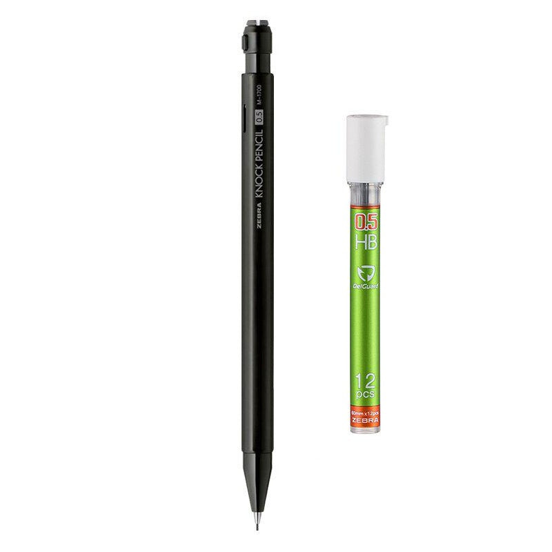 Zebra KNOCK Shake Mechanical Pencil 0.5mm | Classic Colors | Low Center of Gravity | Includes 12 Lead Refills Black