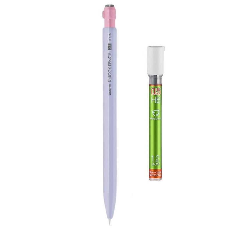 Zebra KNOCK Shake Mechanical Pencil 0.5mm | Macaron Pastel Colors | Low Center of Gravity | Includes 12 Lead Refills Blue