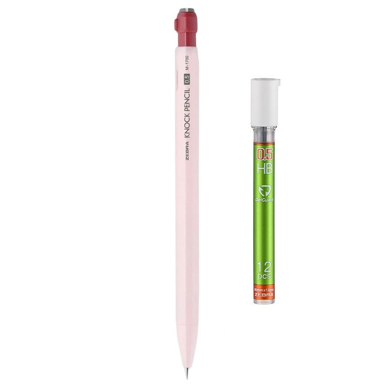 Zebra KNOCK Shake Mechanical Pencil 0.5mm | Macaron Pastel Colors | Low Center of Gravity | Includes 12 Lead Refills Pink