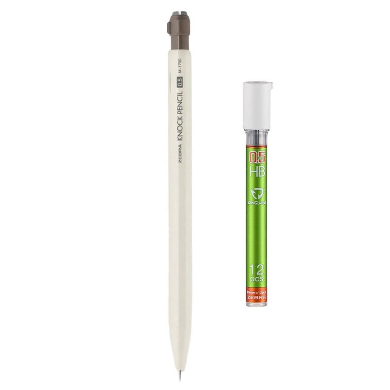 Zebra KNOCK Shake Mechanical Pencil 0.5mm | Macaron Pastel Colors | Low Center of Gravity | Includes 12 Lead Refills Beige