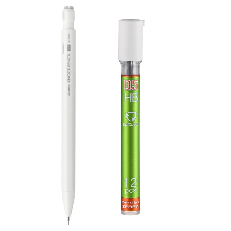 Zebra M-1700 Knock Shaker Mechanical Pencil -0.5mm with Leads White