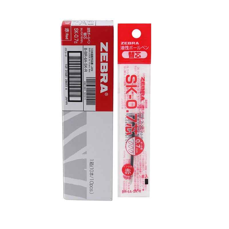 Zebra SK-0.7 Ballpoint Pen Refill 0.7mm Black/Blue/Red/Green 10 Pack Red