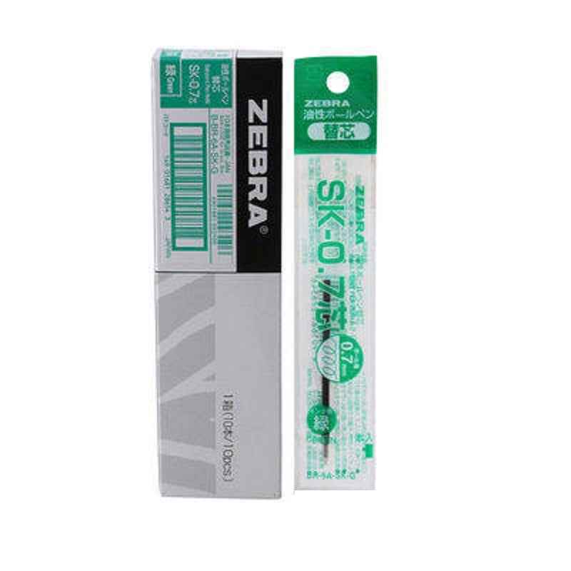 Zebra SK-0.7 Ballpoint Pen Refill 0.7mm Black/Blue/Red/Green 10 Pack Green