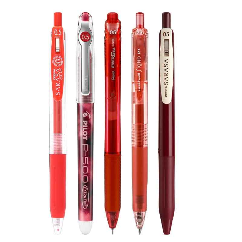 Zebra Sarasa Clip Gel Ballpoint Pen, 0.5mm, Red Ink, 5 Mixed Pack A