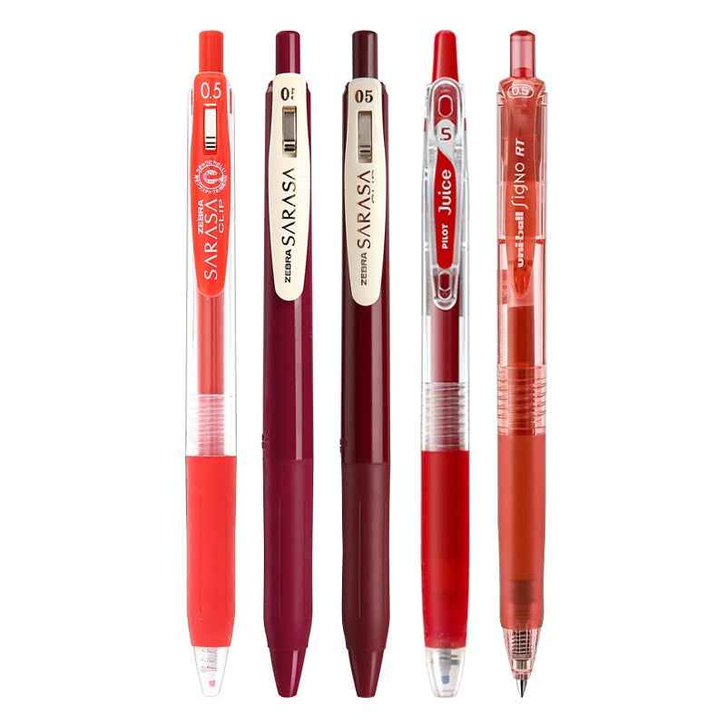 Zebra Sarasa Clip Gel Ballpoint Pen, 0.5mm, Red Ink, 5 Mixed Pack C