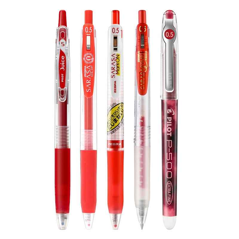 Zebra Sarasa Clip Gel Ballpoint Pen, 0.5mm, Red Ink, 5 Mixed Pack D