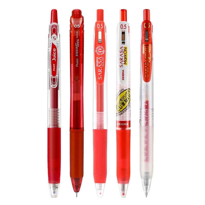 Zebra Sarasa Clip Gel Ballpoint Pen, 0.5mm, Red Ink, 5 Mixed Pack E