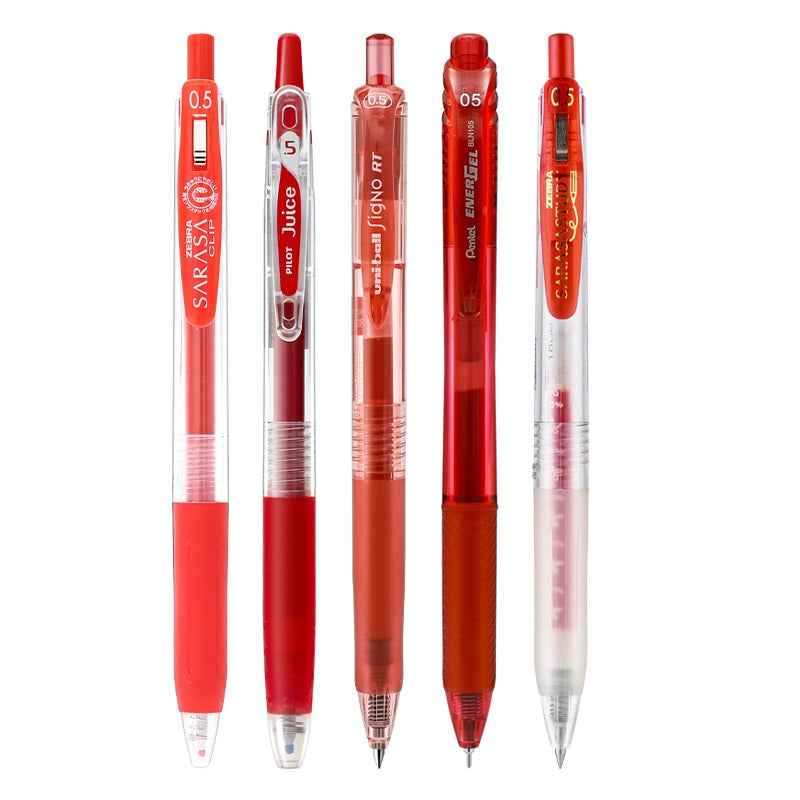 Zebra Sarasa Clip Gel Ballpoint Pen, 0.5mm, Red Ink, 5 Mixed Pack F