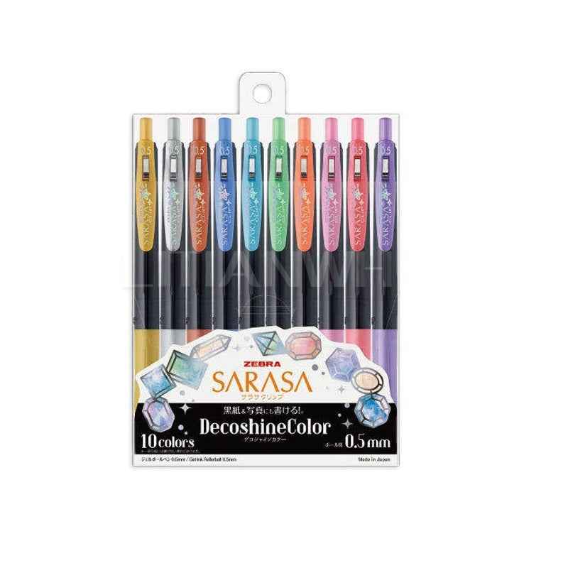 Zebra Sarasa Clip Decoshine Metallic Gel Pen 0.5mm 10 Colors Set