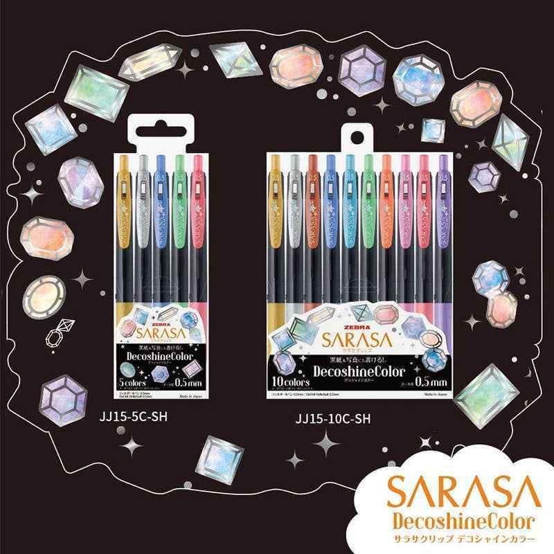 Zebra Sarasa Clip Decoshine Metallic Gel Pen 0.5mm Shimmering 5-Color Set