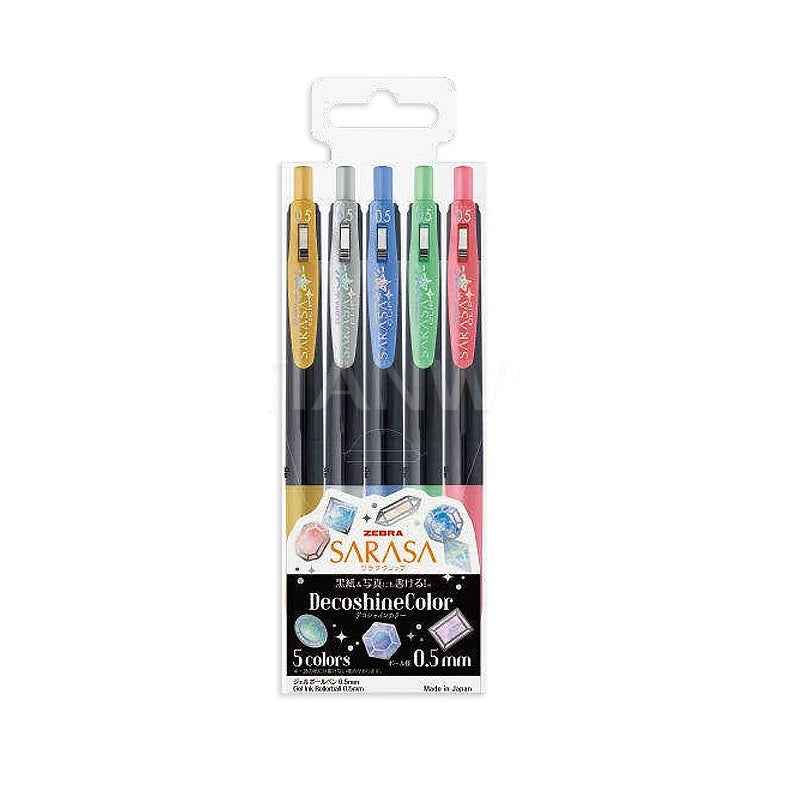 Zebra Sarasa Clip Decoshine Metallic Gel Pen 0.5mm Shimmering 5-Color Set
