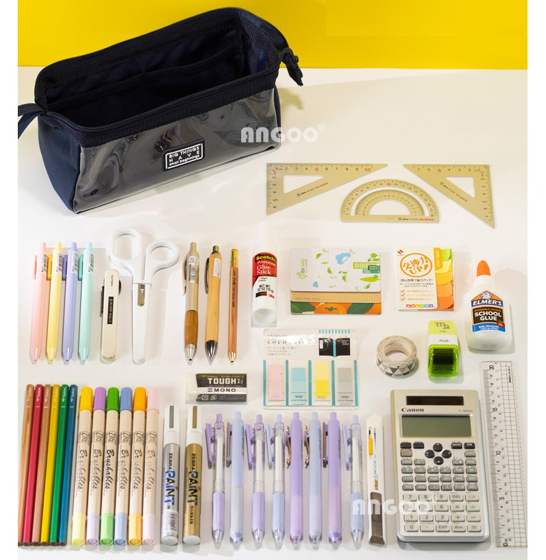 Angoo Boat-Shaped Clear TPU Pencil Case Large Capacity for Students