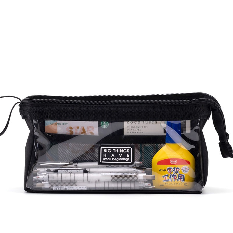 Angoo Boat-Shaped Clear TPU Pencil Case Large Capacity for Students Black