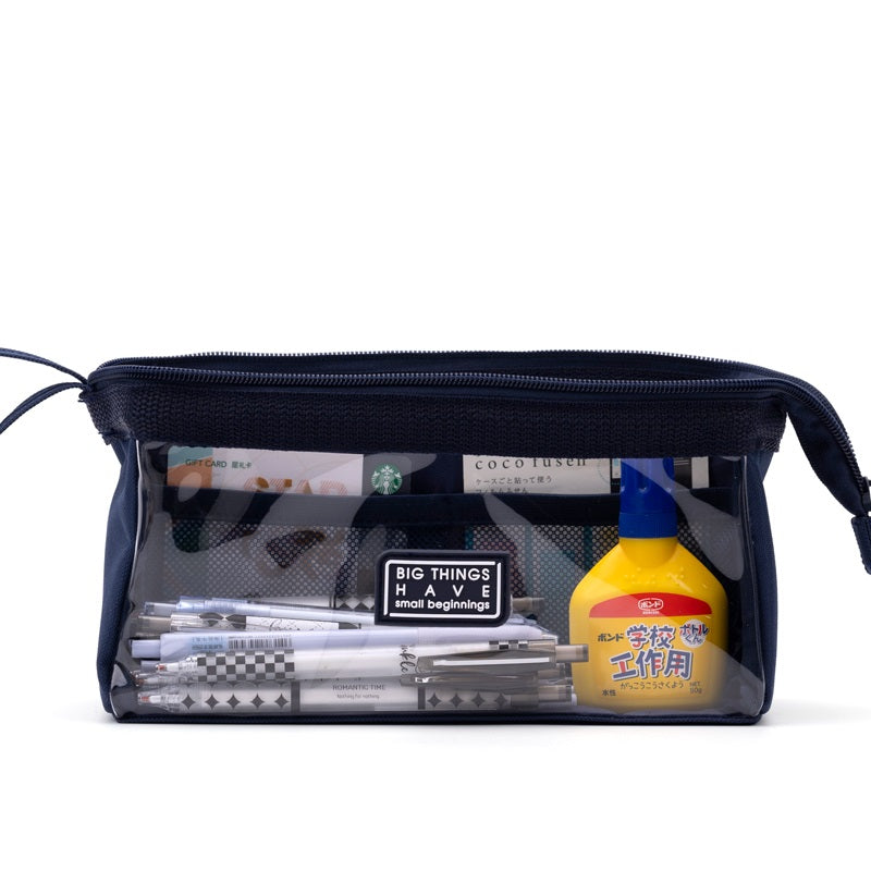 Angoo Boat-Shaped Clear TPU Pencil Case Large Capacity for Students Navy