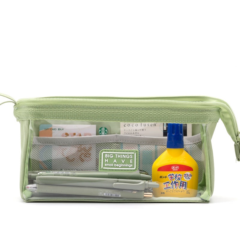 Angoo Boat-Shaped Clear TPU Pencil Case Large Capacity for Students Green