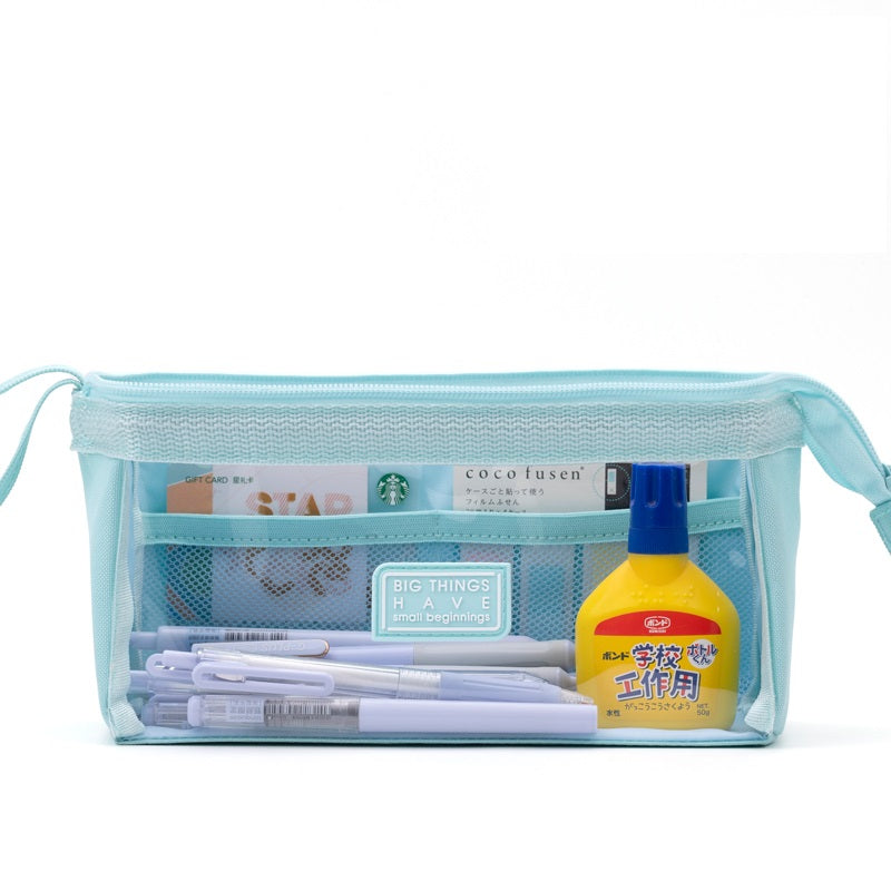 Angoo Boat-Shaped Clear TPU Pencil Case Large Capacity for Students Blue
