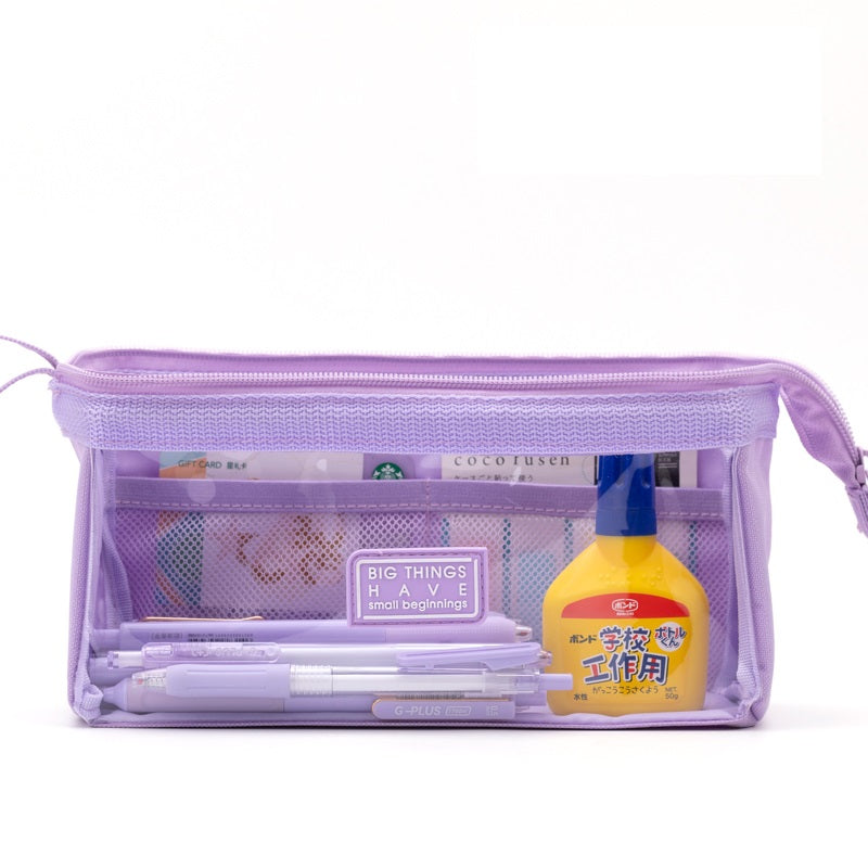 Angoo Boat-Shaped Clear TPU Pencil Case Large Capacity for Students Purple