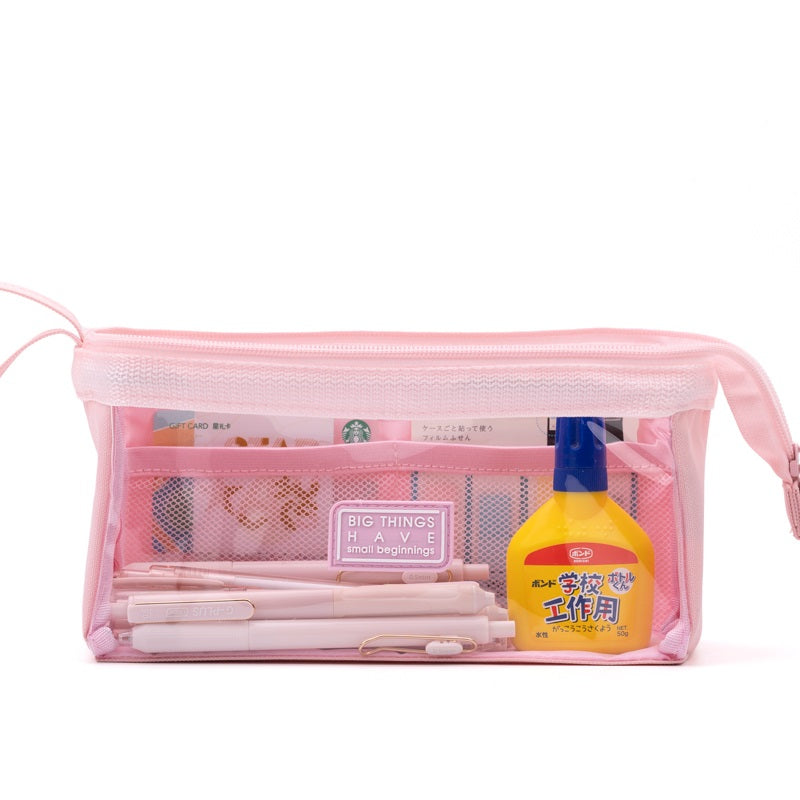 Angoo Boat-Shaped Clear TPU Pencil Case Large Capacity for Students Pink
