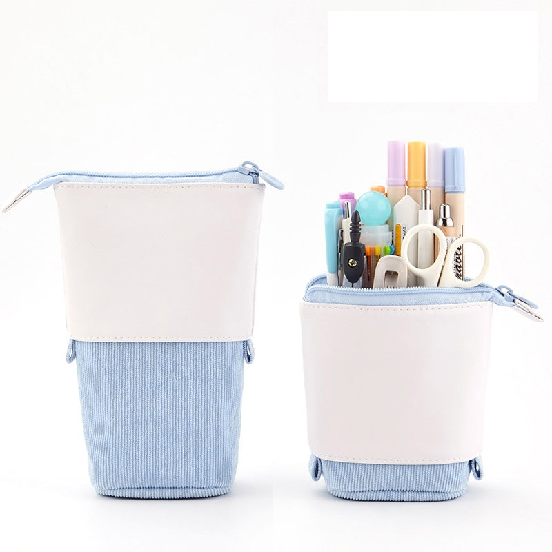 Angoo Stand-Up Pencil Case Pull-Down Pen Holder Pink