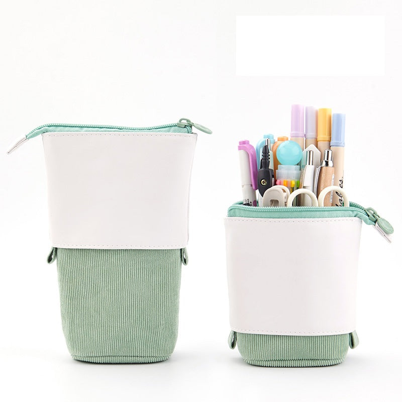 Angoo Stand-Up Pencil Case Pull-Down Pen Holder Green