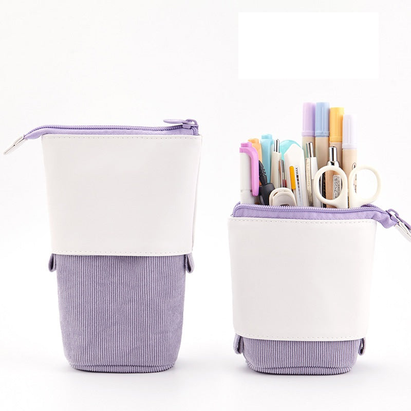Angoo Stand-Up Pencil Case Pull-Down Pen Holder Purple