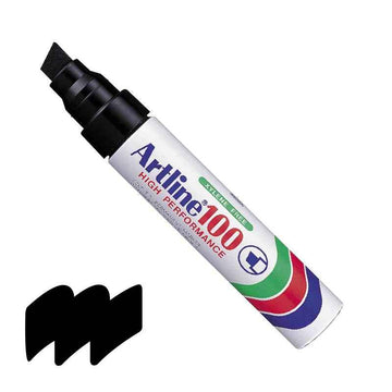 Artline 100,Permanent Marker,7.5-12mm Chisel Tip Big Nib Black