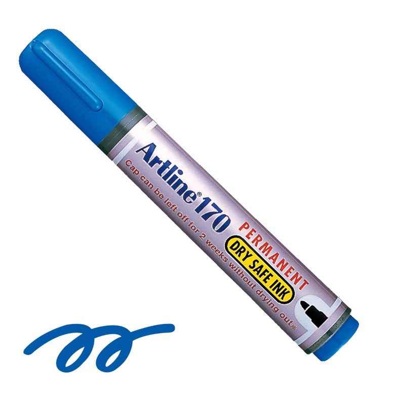 Artline 170 Dry-Safe Permanent Markers | 2.0mm Bullet Tip 3 Pack Blue