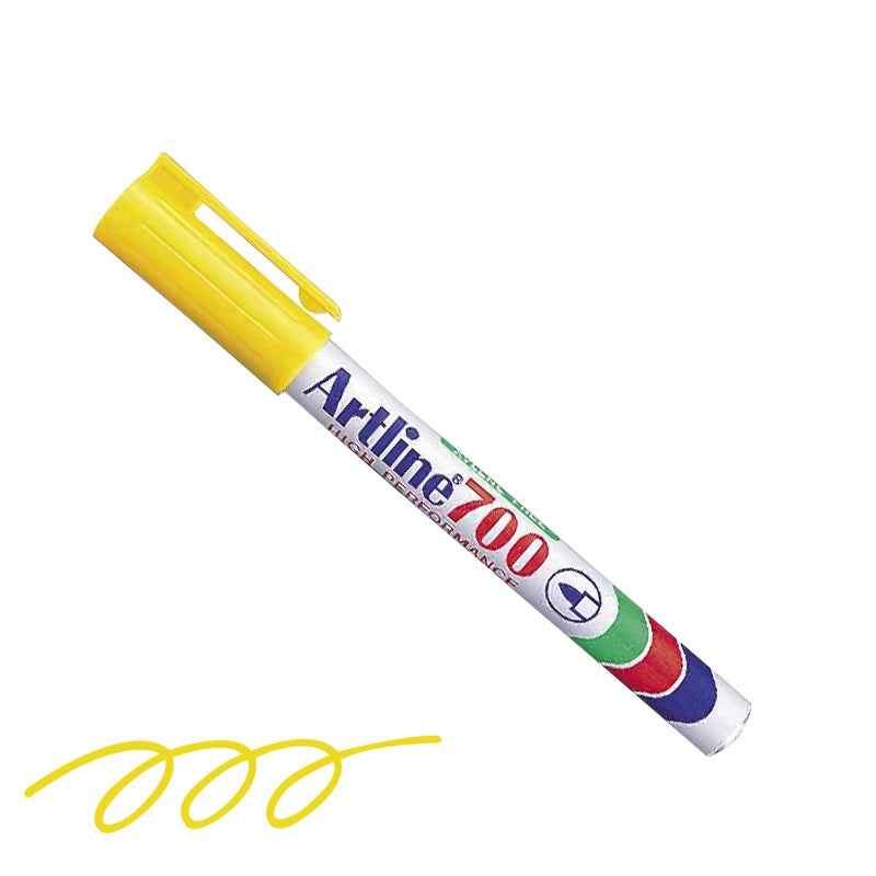 Artline 700 Permanent Marker,0.7mm Fine Tip,3 Pack Yellow