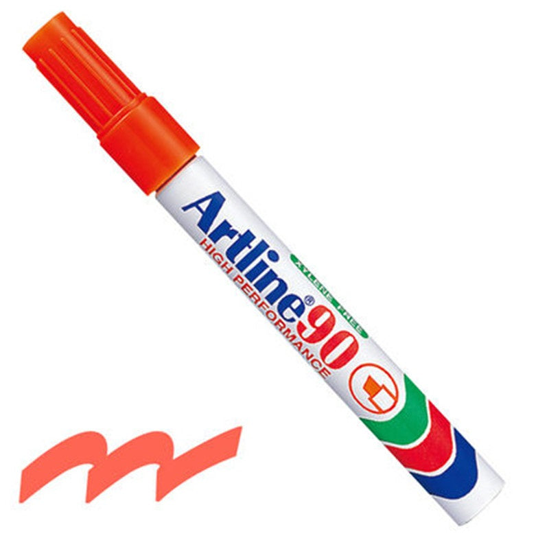 Artline 90,Permanent Marker,Chisel Nib, 2-5mm,3 Pack Orange