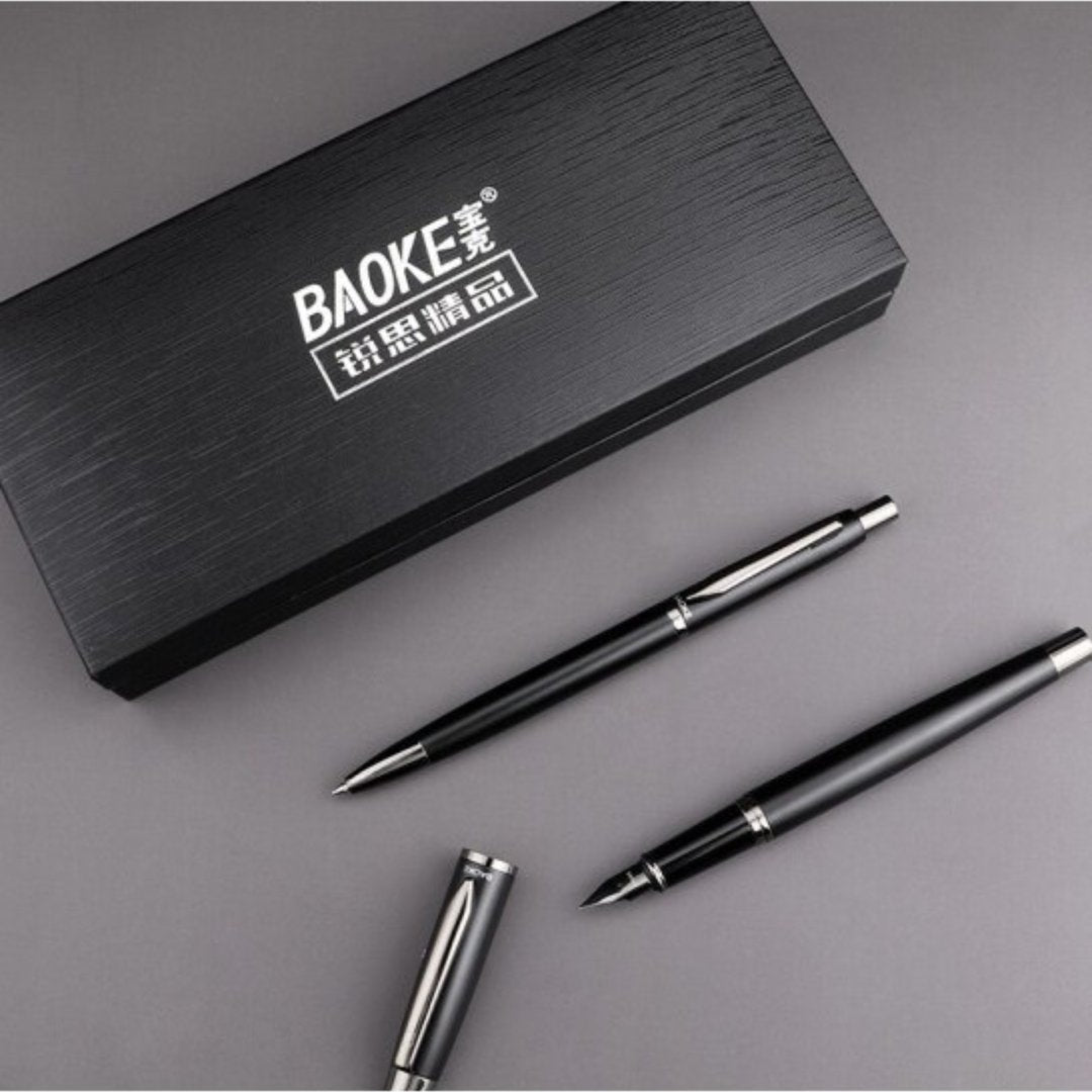 Baoke Fountain Pen & Ballpoint Pen Combo Set T12 Peari-black