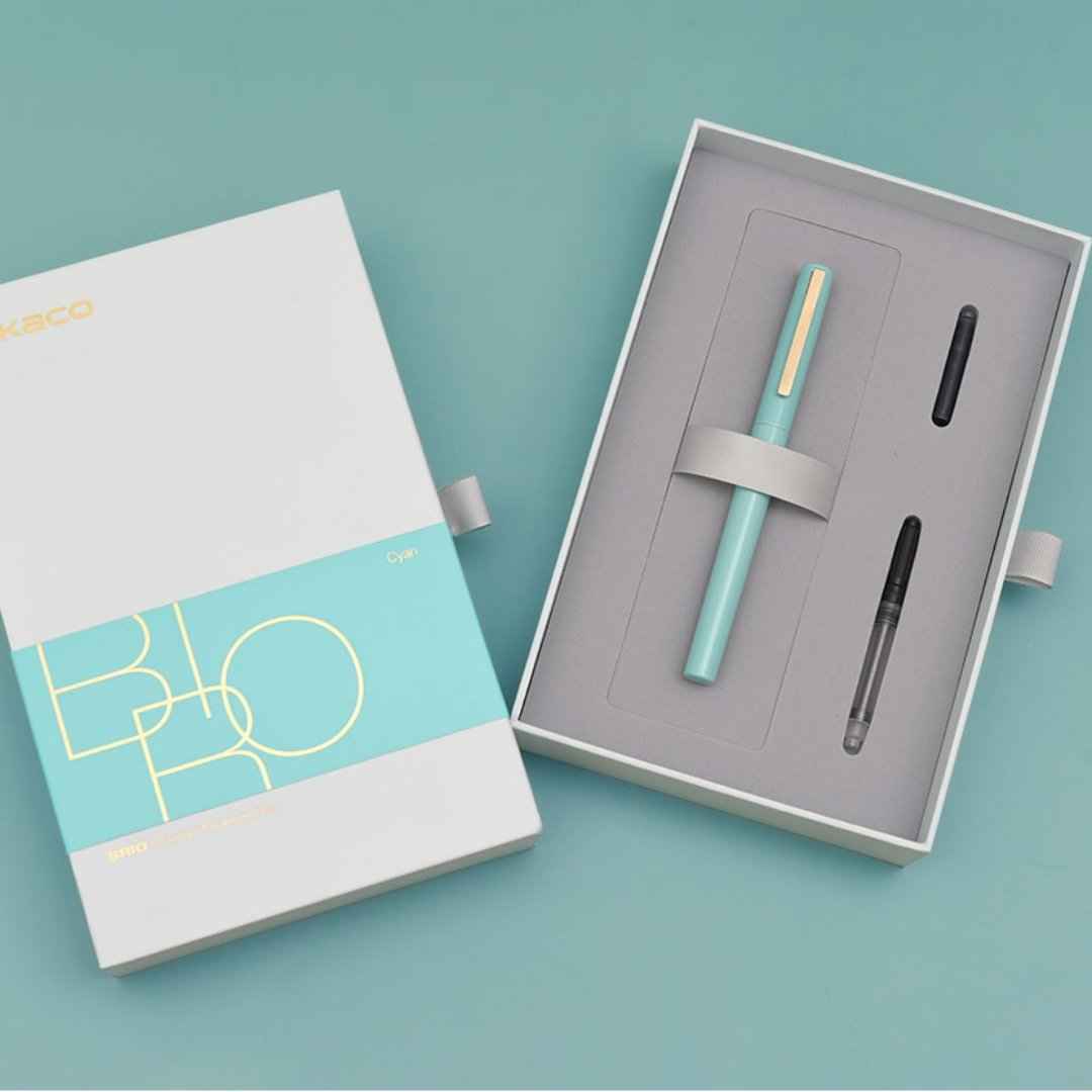 KACO Brio Fountain Pen Set EF Nib,Metal Body Sky Blue