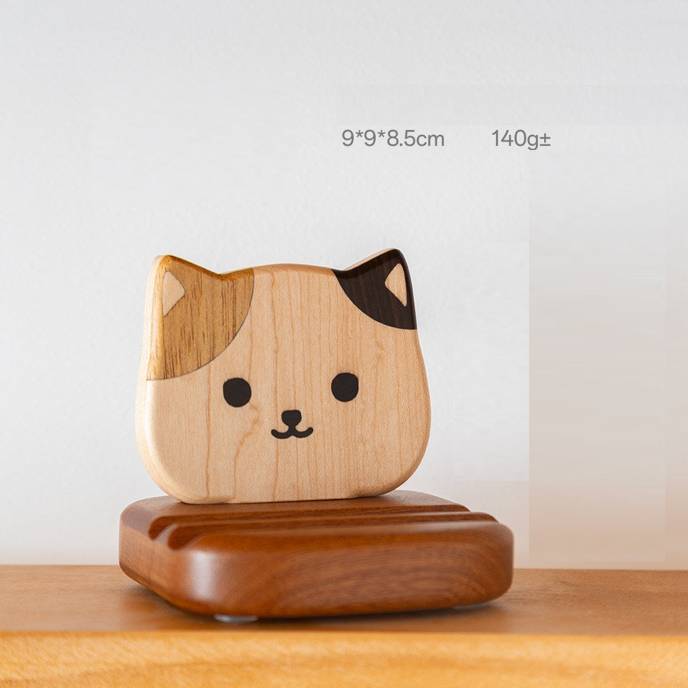 Cute Cartoon Cat Solid Wenge Wood Phone Stand | Wooden Desktop Holder