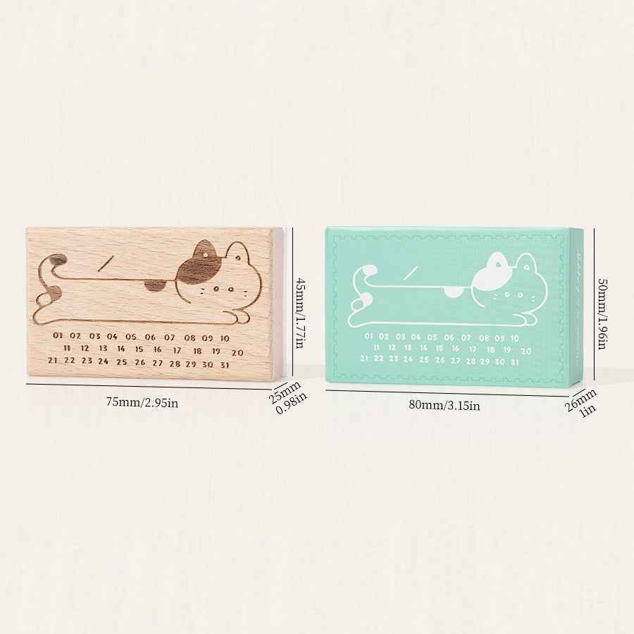 Wooden Time Planning Table Stamps Cat Memo 6 Pack