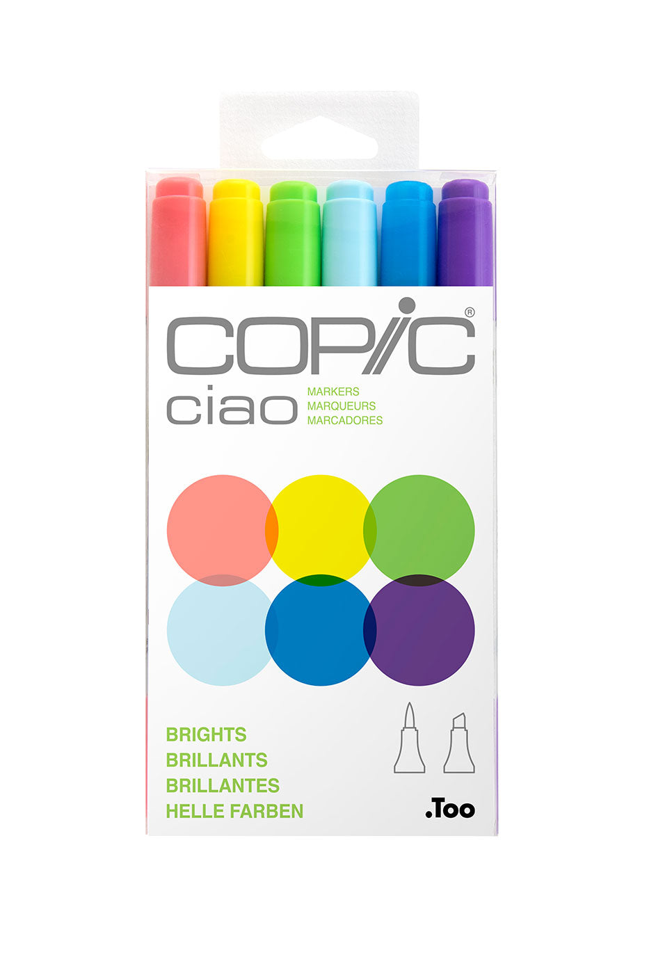 Copic Ciao,Alcohol-based Brush Markers,6 Color Brights