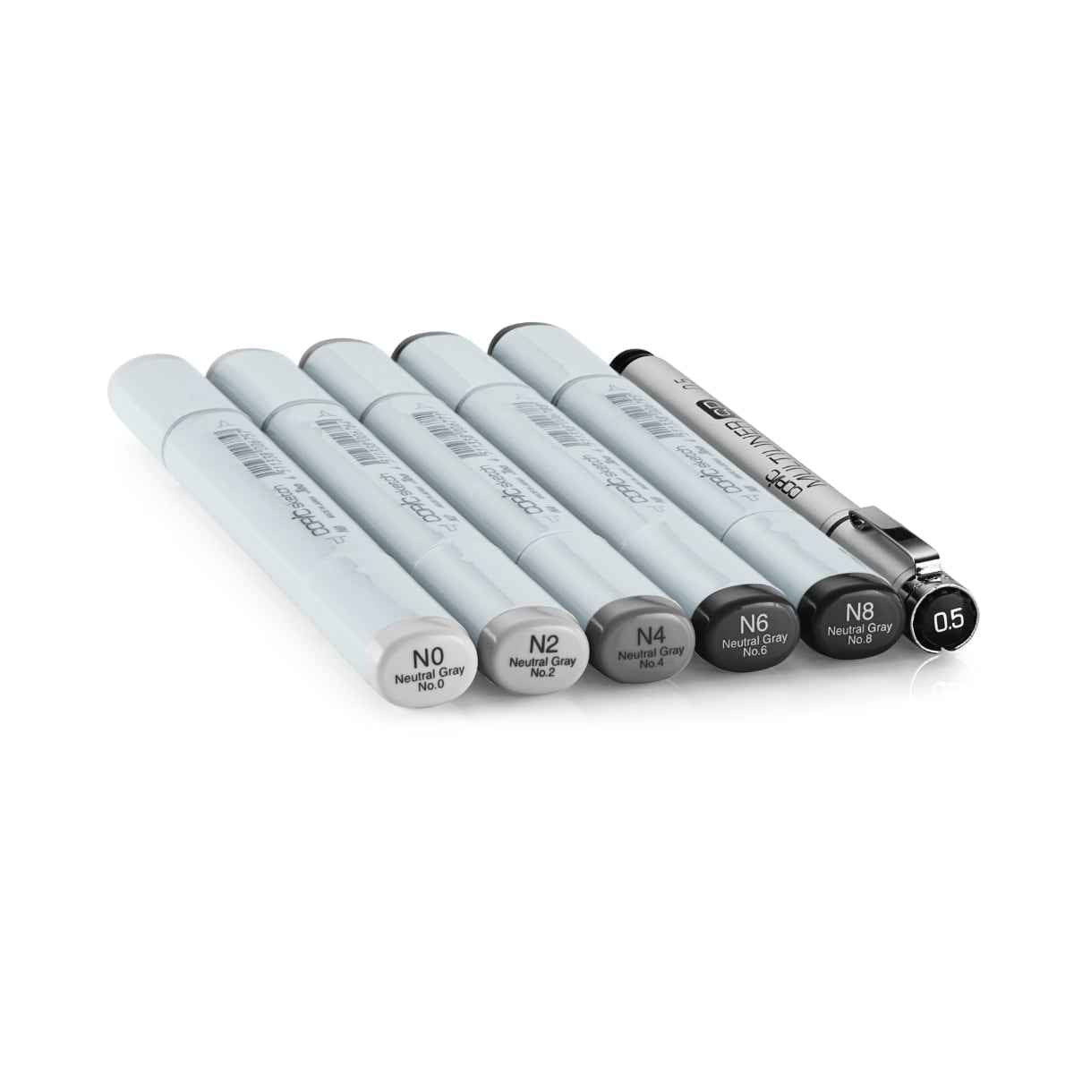 COPIC Sketch Marker Pens 6 Color Sketching Grays