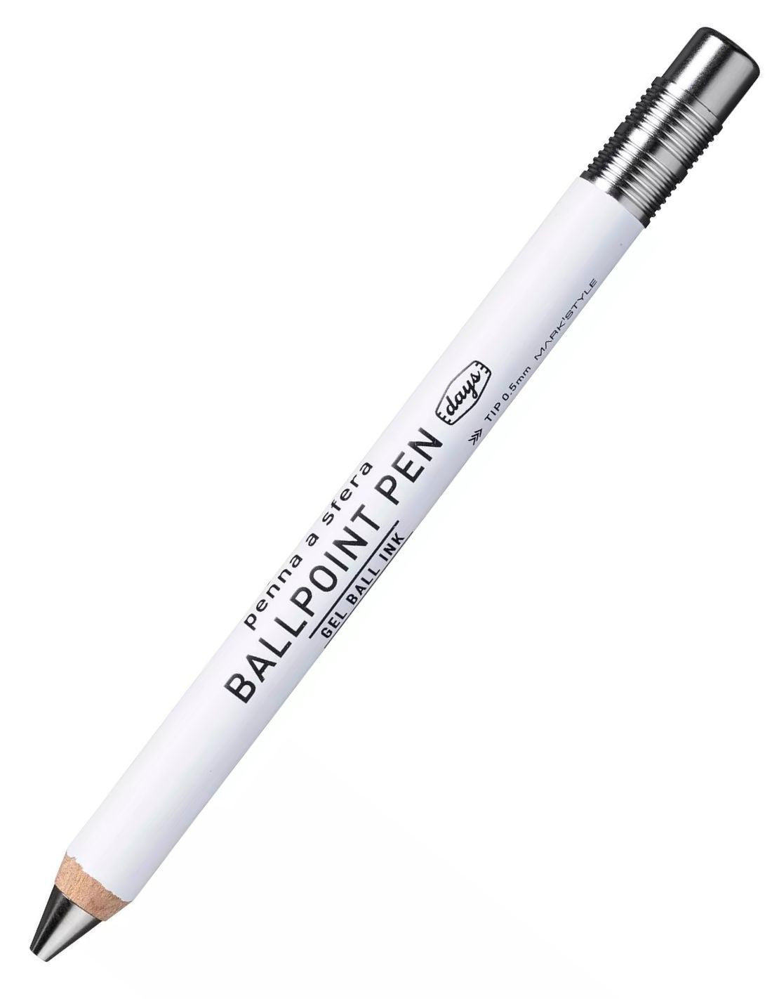 Mark's Style Days Gel Wooden Ballpoint Pen 0.5mm White