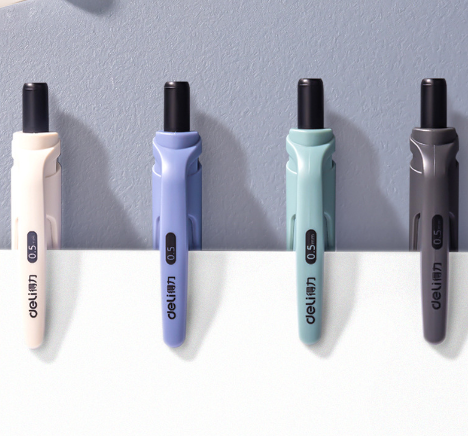 DELI Retractable Gel Pens 0.5mm,Black Ink,8 Pack